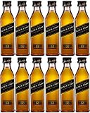 Johnnie Walker Black Label - Whisky mezclado en miniatura de 5 cl, paquete de 12
