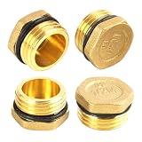 Tapones de tubo G1/2' (Ø 20 mm) con rosca exterior, 4 piezas de tapones ciegos de latón con junta, tapones de cierre de 1/2 pulgada de latón para tubería de agua, aceite y gas, rango de temperatura