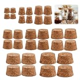 32 Piezas Tapones de Corcho, 8 Tamaños Corcho Botella De Madera | Brown Corchos Cónicos de Repuesto, Mini Tapones de Corcho para Botellas, Tapón de Corcho para Botellas de Vino, Manualidades