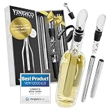 Enfriador de Botellas de Vino Blanco, 3 en 1 Kit: Juego de Refrigeración (Acero) de Calidad + Tapón–Decantador + Aireador | Accesorios Bar, Idea Regalo Mujer Hombre Cumpleaños Fiesta Amigo Barman