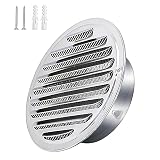 Qrity Cubiertas de Rejilla de Ventilación de Acero Inoxidable 200mm, Campana de Ventilación Exterior Redonda para Pared,Tapa para Salida de Humos, con Insectos Red, Para Ventilación de Escape