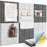 Uoisaiko Tablero de Corcho Pared 30x30 cm, Paquete de 6 Tableros de Fieltro Autoadhesivo con 30 Chinchetas, Tablón de Anuncios con Bloques de Color para Oficina Casa