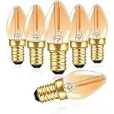 Caldarax C7 Bombilla Edison Vintage E14 LED 0.5W 220V, Equivalente 5W, Ambar Blanco Cálido 2200K, 50LM, No Regulable, Bombilla Vela LED Filamento E14 Decorativa para Lámpara de Sal Nocturna, 6 Piezas