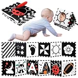 URMYWO Libro Bebé Blanco Y Negro, Tummy Time Bebé Montessori | Juguetes Sensoriales Para Bebés De 0 A 12 Meses, Alto Contraste, Estimulación Visual, Lavable Y Colgable, Regalo Para Bebé