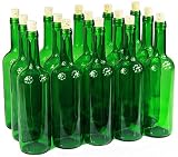 Botella de vino de 750 ml, con o sin corcho, vacía. 3 colores, verde, 8 Stk. mit Korken