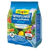 Flower - Nitroflower Abono Polivalente Granulado Azul 750 g | NPK 10-10-20 con Mg, S y Micronutrientes | Cobertura de 25 m² | Abono Universal Azul