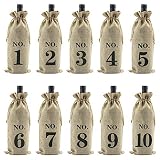 KLYNGTSK 10 PCS Bolsas de Vino de Yute Bolsas de Regalo de Vino con Cordón Bolsa Botella Vino Reutilizables Bolsas de Regalo de Vino Envoltura de Botella para Cata de Vinos Fiesta Boda Navidad