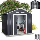 GARDEBRUK Caseta de Jardín Exterior 2m² con Base Acero Galvanizado Negro