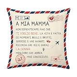Aconesong A Mia Mamma - Funda de cojín para regalos para madre, día de la madre, cumpleaños, San Valentín, Navidad, regalo decorativo, 1 pieza 45 x 45 cm (mamá)