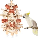 Juguetes para pájaros de mazorca de maíz natural y rodajas de esponja - Juguetes para loros grandes para gris africano, guacamayos, cacatúas, amazónicos y otros loros medianos