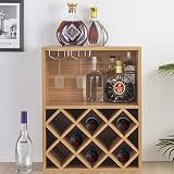 BAKAJI Mueble de Esquina para Bar, cócteles, Botellas, 2 estantes de Vino, licores, Bodega, de Madera, 8 plazas, botellero con Estante para Copas (marrón)