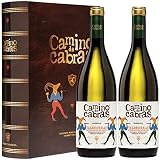 Vino Blanco Godello Valdeorras |Vinos buenos para Regalar | Estuche Vino Gallego | Producto Gourmet | Pack Regalo Vino | 2 Botellas x 750 ml CAMINO DE CABRAS | Regalo original Hombre & Mujer