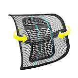HIBRON SMAMS Respaldo Lumbar para Silla de Oficina o Coche Con Malla Super Tensa y Perlas de Masaje, Corrige la Postura y Alivia el Dolor Lumbar