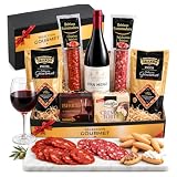 Cesta Gourmet para Regalar ACROL, Vino tinto 75 cl, Chorizo primera, Salchichón, crema torta de Cabra, paté iberico al Pedro Ximénez y picos artesanos, regalo original hombre, regalos hombre
