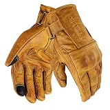 Guantes de Moto en Cuero con Protecciones CAFE RACER Chopper Custom Wax Amarillo Touch (XS)
