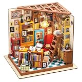 Rolife Miniature Dollhouse Kit DIY Biblioteca de Madera Modelo de casa para Adultos Regalos para Adultos (Sam's Study)