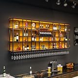 Botellero industrial montado en la pared de 98 pulgadas, moderno soporte de vino de metal para comedor, exhibición de vino Sk perfecto para uso doméstico y comercial