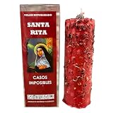 Velón de Santa Rita para Resolver Casos Imposibles | Velón Ritualizado Preparado Especial para Cualquier Tipo de Petición Difícil | Incluye Amuleto e Instrucciones de Uso.