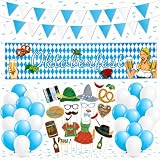 Decoración Ultimate XXL Oktoberfest - decoración azul y blanca Oktoberfest Bavaria con más de 100 partes