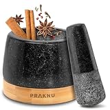 Praknu Mortero Cocina Granito Pequeño 10 cm – Mortero Piedra y Maja 120 ml