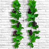 2 Pcs Artificiales Viene 2,4 Metros con Frutas Uva de PláStico Falsas