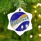 Adorno de bandera de Anguila para decoración de árbol de Navidad, adorno colgante de Navidad de Anguila, adorno de Navidad de cerámica, adorno de Navidad de invierno de 3 pulgadas