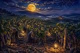 Puzzle 1000 Piezas Madera Viñedo bajo la Luna de Cosecha