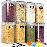 Cinnani 2L Botes Cocina Almacenaje 8 Piezas, Recipientes para Alimentos de Plástico, sin BPA, Botes Cocina Hermeticos Contenedores para Cereales, Pasta, Arroz, Harina