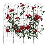 Relaxdays Enrejado, Set de 4, 220 x 50 cm, Metal, Negro