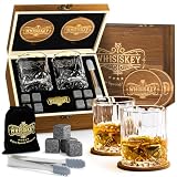 Whisiskey Set de Vasos de Whisky - Set de Regalo de Whisky - Vaso Whisky | Regalos Originales para Hombres - Caja de Regalo, 2 Vasos de Whiskey x 310ML, 8 Cubitos Hielo Reutilizables, Accesorios