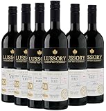 Vino Blanco y Tinto ZERO ALCOHOL & ZERO AZÚCAR - LUSSORY PREMIUM | Pack 6 botellas 750ml | 0,0° y BAJO en calorías | Vino clásico sin gota de alcohol. (Tinto)