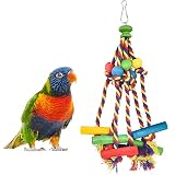 Multicolores Juguetes de Jaula para Loros, Natural Juguete de Madera para Loros, Juguete de Loro de Madera Fáciles de Usar, Nudos de Bloque de Pájaros Juguete Ideales para Pájaros Pequeños y Medianos