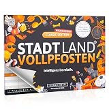 DENKRIESEN - City Land VOLLPFOSTEN® Classic Edition - 'Intelligenz ist relativ' - A4 | Partyspiel | Familiensspiel | Stadt Land Fluss | Spielblock | Geschenkidee