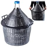 KADAX - Globo de Cristal con Cesta de plástico, tapón de Goma, Abertura Estrecha, Botella de Vino, Botella de Cristal, gallón, Recipiente de fermentación, Cristal y plástico, Gris, 20 L