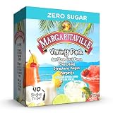 Margaritaville Singles to Go - Mezcla de bebida de agua, paquete variado, contiene 4 sabores: ponche de frutas del Caribe, piña colada, daiquiri de fresa y margarita, 1 caja (40 porciones individuales