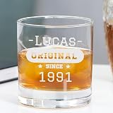 Wanapix | Vaso de Whisky Personalizado con Nombre | Vaso Cristal Grabado | Regalo Dia del Padre | 38 cl | Apto para Lavavajillas | Original