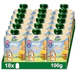Hero Solo Bolsitas Naranja Plátano Pera y Galleta Desde 6 Meses, 18 x 100 g | Merienda de fruta natural, Perfecto para el destete, Baby, Sin aceite de palma, Sin azúcares añadidos, Sabor natural