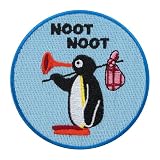 Urbanski Patch Pingu Pingüino lindo Noot Noot parche bordado termoadhesivo 7,4 x 7,4 cm | Aplique para planchar o coser