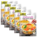 Pasta de Curry Rojo Tailandés 5x50 g en sobres, concentrado aromático y picante para curry thai con leche de coco, pollo, verduras, tofu, sopas y salteados