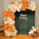 Kit guirnalda arco globos naranjas, globos naranjas beige blancos oro metálicos para bodas aniversario fiesta decoraciones