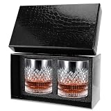Royouzi 2 Piezas Vasos Whisky Cristal 300ml Vaso Whisky Vasos | Whisky Cristal Lujo Adecuado Para Whisky EscocéS, Ron, Brandy, Regalos úNicos Para Hombres Y Mujeres