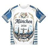 Camiseta Masculina Manga Corta con Estampado del Tradicional Festival bávaro Top Ligero Cuello Ideal para Uso Diario y Casuales (White, XXXXXXL)