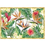 Les Jardins de la Comtesse - Gran Bandeja de Servicio de Melamina Pura - Flores Exóticas - 50 cm - Rojo/Verde - Bandeja Grande con Asas de la Colección Vajilla Irrompible MelARTmine